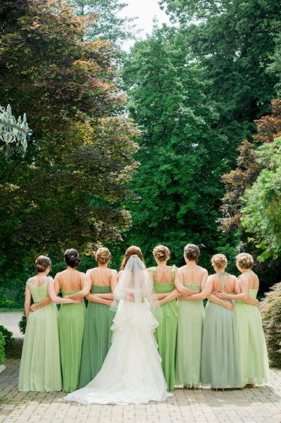 green ombre bridesmaid dresses