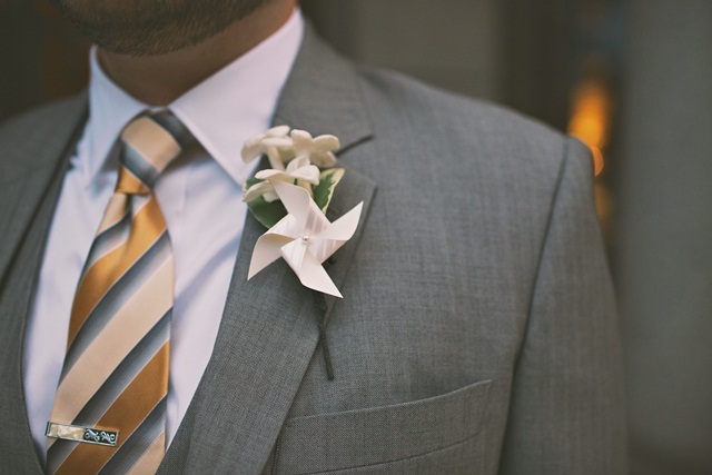 Hot Metal Studio Pin Wheel Boutonniere | The Event Group Weddings | Pittsburgh