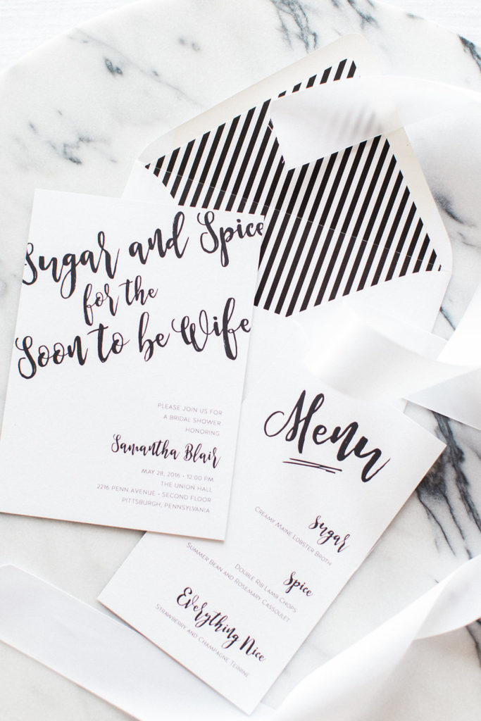 Sugar and Spice for the Soon to be Wife | Style Me Pretty | The Event Group | Pittsburgh | Black and White | Bridal Shower | Event Design | Wedding Planner | Lauren Renee Designs